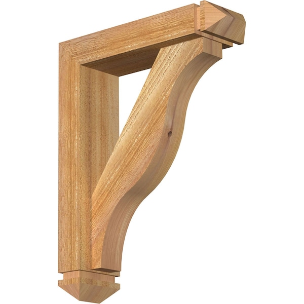 Ekena Millwork Funston Arts and Crafts Rough Sawn Bracket w/ Offset Brace, Western Red Cedar, 4"W x 14"D x 18"H BKT0402X14X18FST03RWR - main